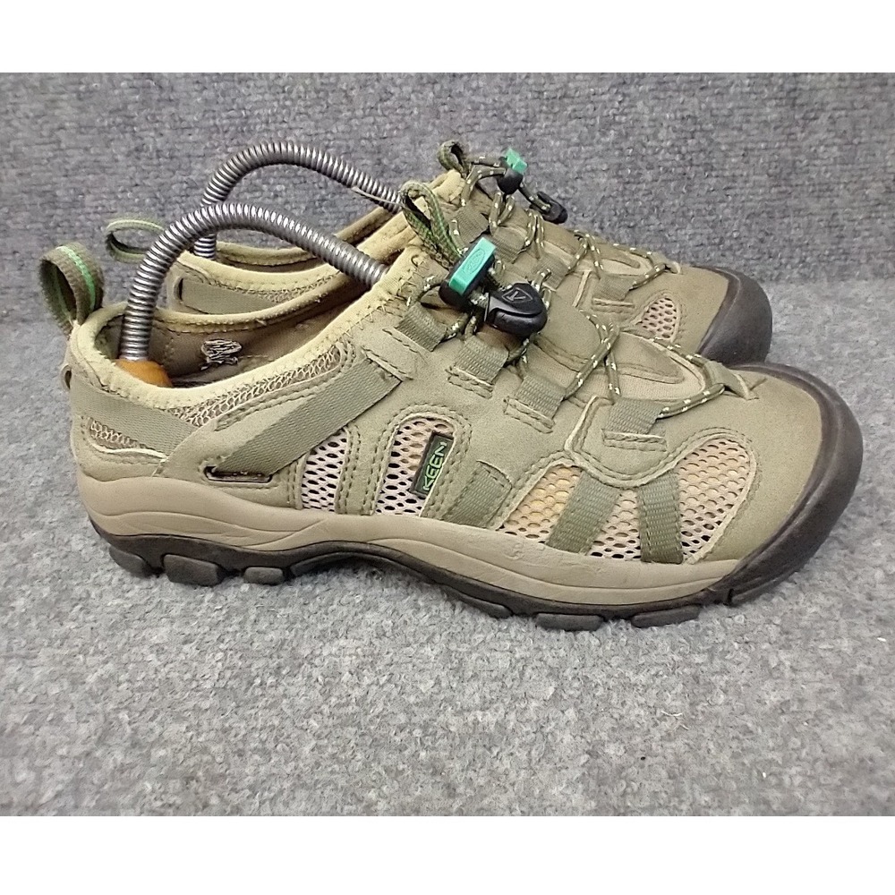 Keen Hiking Shoes Women 8 Olive Green Mesh Bungee Lace Trail Sneakers